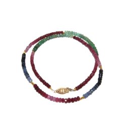 Colier Safir - Smarald - Rubin Disc Fatetat - 1,5 - 3 x 3,5 - 4 mm - Accesorii Gold Filled