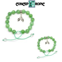 Bratara Calcit Lemurian Verde - Con Pin din Argint - Rotund - 8 x 8 mm - 1 Buc