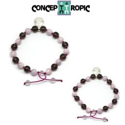 Bratara Kunzit cu Obsidian Lacrima Apasului - Om din Argint - Rotund - 7,5 - 8,5 mm - 1 Buc