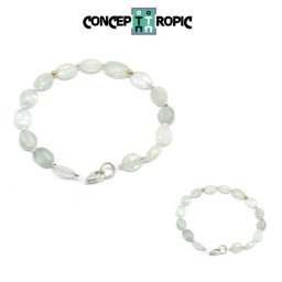 Bratara Acvamarin Diametru 50 mm - Oval Fatetat 7-10 x 6-7 mm - Accesorii Argint 925 - GF