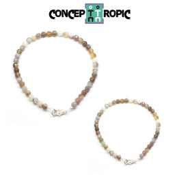 Bratara Agata de Botswana Diametru 61 mm - Rotund Fatetat 4x4 mm - Accesorii Argint 925