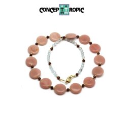 Colier din Manganocalcit Disc 15 x 5 mm - Topaz 4x4 mm - Almandin - Accesorii GF