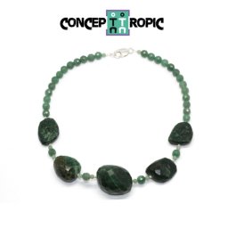 Colier din Fucsit Neregulat Fatetat - Aventurin Rotund Fatetat - Accesorii Argint 925