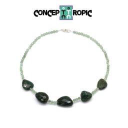 Colier din Fucsit Neregulat Fatetat - Aventurin Rotund Fatetat - Accesorii Argint 925