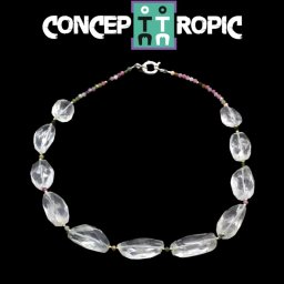 Colier din Cuart Alb Neregulat Fatetat - Turmalina Rotund Fatetat - Accesorii Argint 925