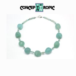Colier din Calcedonie Neregulat Fatetat - Calcit Rotund - Accesorii Argint 925