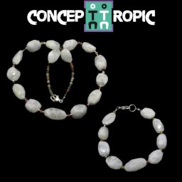 Set Colier si Bratara din Piatra Lunii Rainbow - Turmalina - Accesorii Argint 925