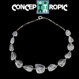 Colier din Cuart Alb Neregulat Fatetat - Turmalina Rotund Fatetat - Accesorii Argint 925