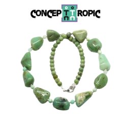 Colier din Crisopraz Neregulat Fatetat - Rotund - Accesorii Argint 925