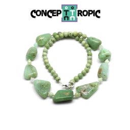 Colier din Crisopraz Neregulat Fatetat - Rotund - Accesorii Argint 925