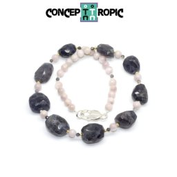 Colier din Iolit Neregulat Fatetat - kunzit Rotund - Accesorii Argint 925