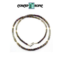 Colier din Safir Mixt Disc Fatetat - 0,9-3 x 2-4 mm - Accesorii Argint 925 - 1 Buc