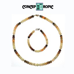 Set Colier si Bratara din Opal de Foc Disc - 3-6 x 6-7 mm - Accesorii Argint 925 - GF