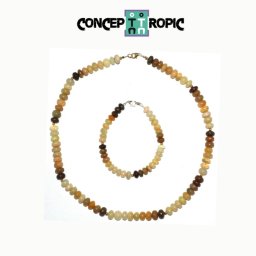 Set Colier si Bratara din Opal de Foc Disc - 4-5 x 7-8 mm - Accesorii Argint 925 - GF