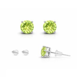 Cercei Olivina cu argint 925 rotunda fatetata 5x5x15 mm idee de cadou - 1 pereche
