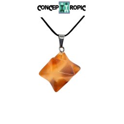 Pandantiv din Agata Colorata - Chakre 2 - Merkaba -13x13 mm - 1 Buc