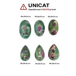 Cabochon din Rubin in Fuchsit de Forma Picatura - Ovala - 38-46 x 24-26 x 12-15 mm - 1 Buc