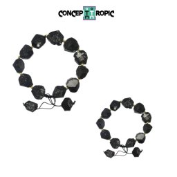 Bratara Turmalina Neagra Neregulata - 12-16 x 12-14 mm - Accesorii Gold Filled - 1 Buc