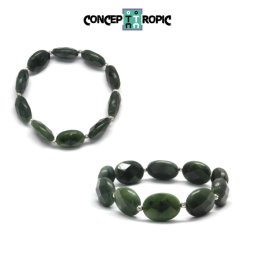 Bratara Jad Nefrit Diametru 569 mm - Oval Fatetat 18x13 mm - Accesorii AG 925 - 1 Buc