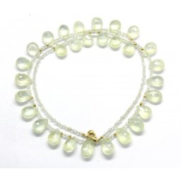 Colier Prehnit Galben Rotund si Lacrima Fatetata - 7-8 x 9-10 mm - Accesorii GF