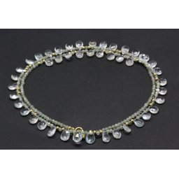 Colier Topaz Alb cu Beril Rotund - Brioleta Fatetat - 4-5 x 6-7 mm - Accesorii GF