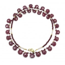 Colier Rubin cu Granat - Lacrima - Rotund Fatetat - 6-8 x 6-8 mm - Accesorii GF