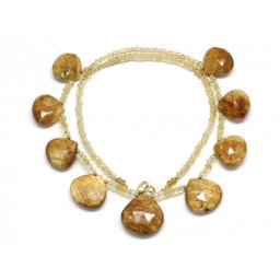 Colier Jasp Camila cu Citrin Disc Briolete Fatetate - 16-20 x 16-20 mm - Accesorii Gold Filled