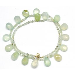 Colier Calcedonie Verde cu Prehnit Rotund Briolete Fatetate - 9-12 x 11-14 mm - Accesorii GF