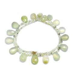 Colier Calcedonie Verde cu Prehnit Rotund Briolete Fatetate - 11-14 x 15-18 mm - Accesorii GF