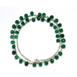 Colier Onix Verde Rotund Briolete Fatetate - 5-6 x 6-7 mm - Accesorii Argint 925