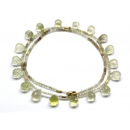 Colier Cuart Lemon cu Cuart Fumuriu Rotund Briolete Fatetate - 6-7 x 9-11 mm - Accesorii Gold Filled