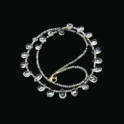 Colier Topaz cu Beril Briolete Picatura Fatetate - 6-10 x 4-6 mm - Accesorii Gold Filled