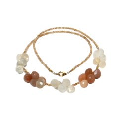 Colier Citrin - Piatra Lunii Mixt Diamant Rotund Fatetat - 7-8 x 7-8 mm - Accesorii Gold Filled