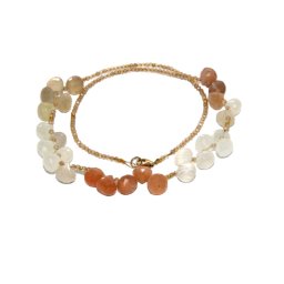 Colier Citrin - Piatra Lunii Mixt Diamant Rotund Fatetat - 8-9 x 7-8 mm - Accesorii Gold Filled