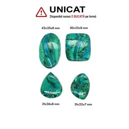 Cabochon Malachit cu Azurit Forma de Patrat - Oval - Picatura - 30-42 x 22-32 x 7-8 mm