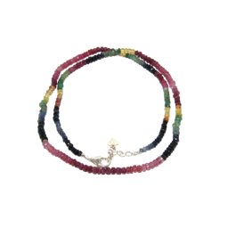 Colier Safir - Smarald - Rubin Disc Fatetat -1 - 2,7 x 2,8 - 3,8 mm - Accesorii Argint 925