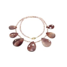 Colier Jasp Mokait - Cuart Capsuni Disc- Picatura Fatetate - Accesorii Gold Filled