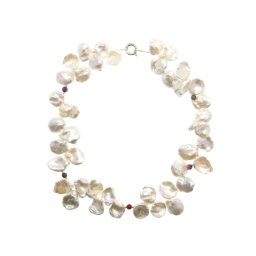 Colier Perle de Cultura cu Safir Neregulat - 14-16 x 15-18 mm