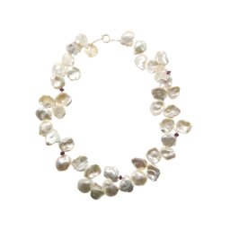 Colier Perle de Cultura cu Safir Neregulat - 13-16 x 15-20 mm