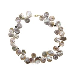 Colier Perle de Cultura cu Safir Albastru Neregulat - 16-22 x 16-23 mm