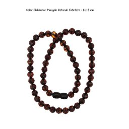 Colier Chihlimbar Margele Rotunde Fatetate - 8 x 8 mm