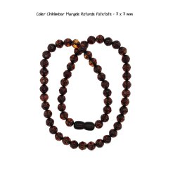 Colier Chihlimbar Margele Rotunde Fatetate - 7 x 7 mm