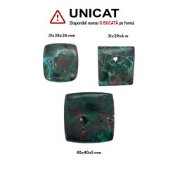 Cabochon Crisocola Druzy de Forma Patrat - Dreptunghi - 31-40 x 28-40 x 5-6 mm - 1 Buc