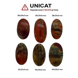 Cabochon Jasp de Forma Ovala - 38-45 x 21-26 x 4-6 mm - 1 Buc