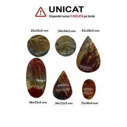 Cabochon Jasp de Forma Picatura - Disc - Oval - 23-42 x 16-28 x 4-5 mm - 1 Buc
