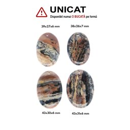Pandantiv Opal Dendritic African Oval cu Gaura - 38-43 x 26-31 x 6-7 mm - ( XL ) - 1 Buc