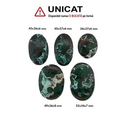 Cabochon din Crisocola Druzy de Forma Oval - 34-52 x 26-36 x 6-8 mm