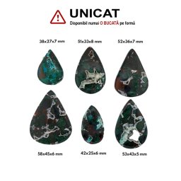 Cabochon din Crisocola Druzy de Forma Picatura - 38-58 x 25-45 x 5-8 mm
