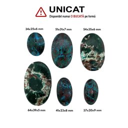 Cabochon Crisocola Druzy de Forma Oval - 34-64 x 20-39 x 5-9 mm - 1 Buc
