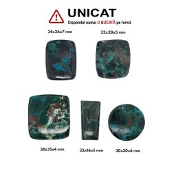 Cabochon Crisocola de Forma Disc - Dreptunghi - 30-34 x 16-35 x 4-7 mm - 1 Buc